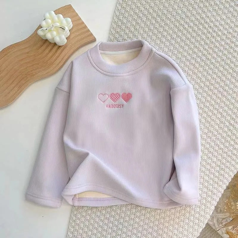 Whoelsale Solid Color Heart Plush Cotton Base Sweater